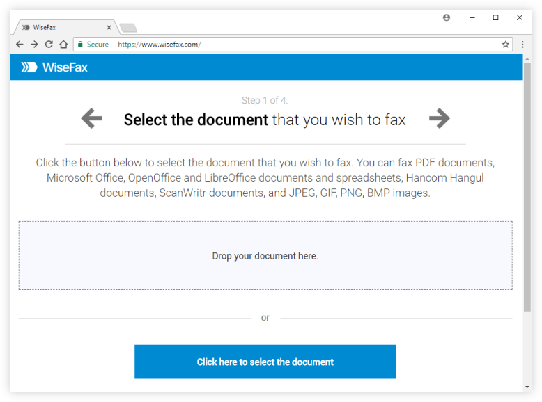 Upload a document for faxing