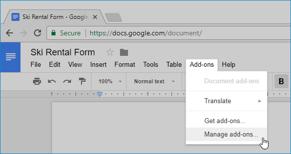 Add WiseFax add-on to Google Docs