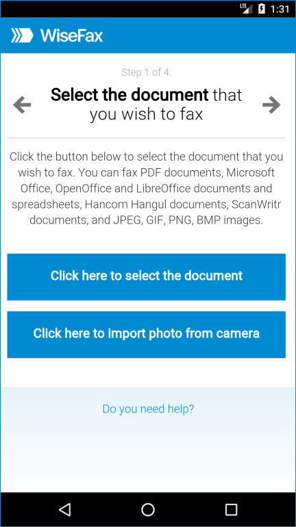 Fax a document from smartphone with WiseFax