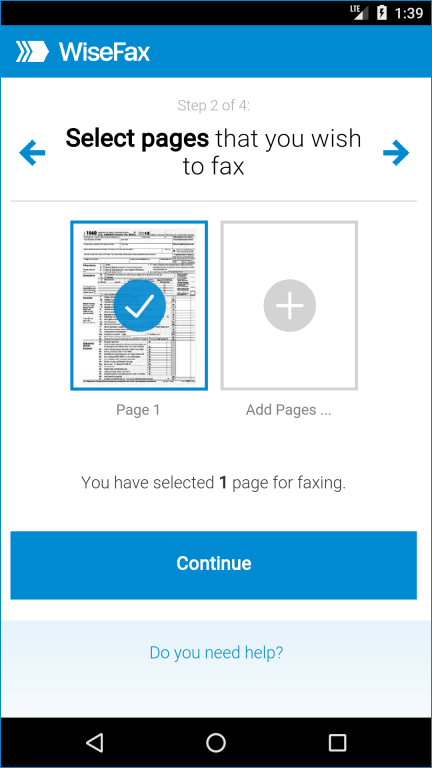 Fax a document from smartphone with WiseFax