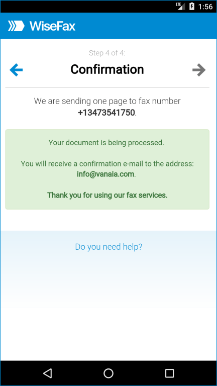 Fax a document from smartphone with WiseFax