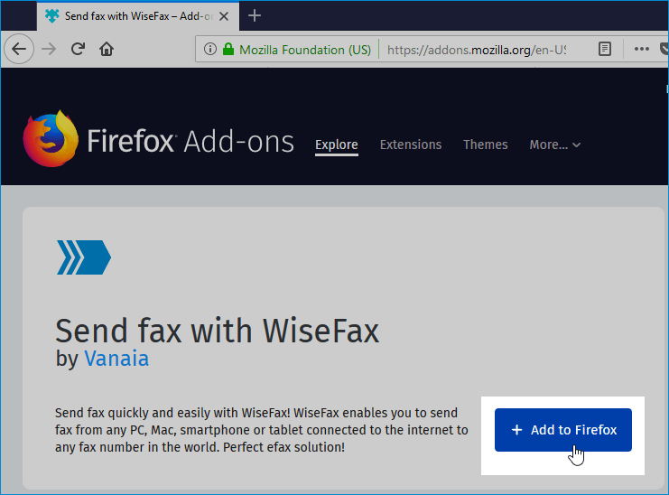 WiseFax Firefox Add-on