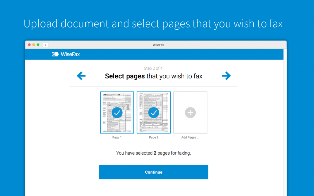Select pages for faxing