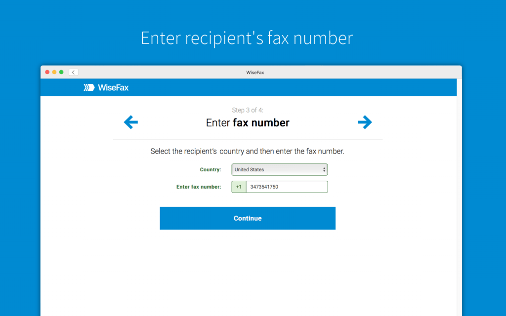 Enter recipient fax number