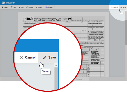 Prepare a document for faxing with WiseFax