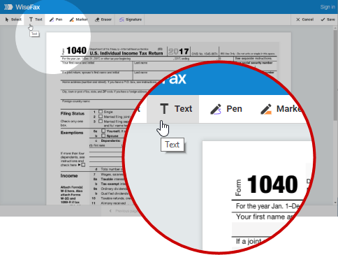 Fill in and fax a form with WiseFax