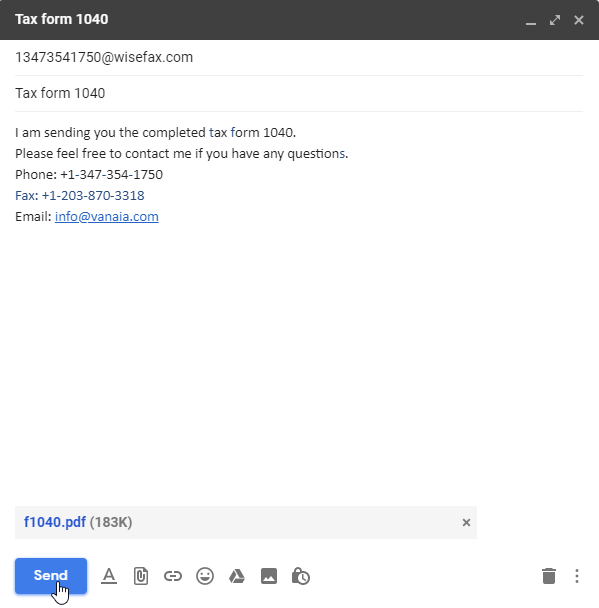 Send mail to fax from Gmail