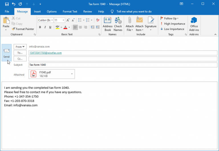 how to fax something via email