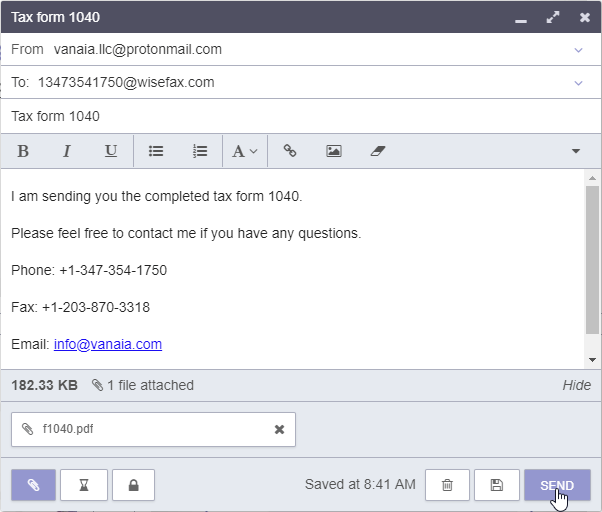 Send fax using ProtonMail