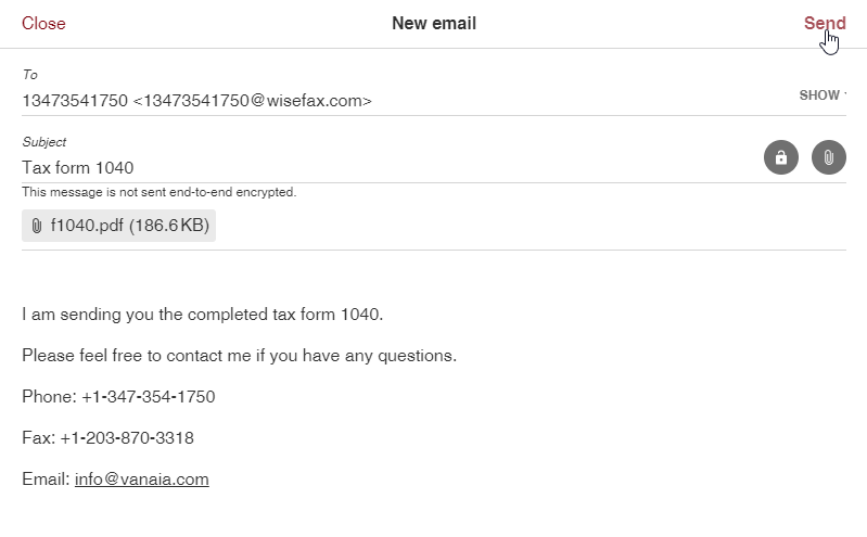 Send fax from Tutanota