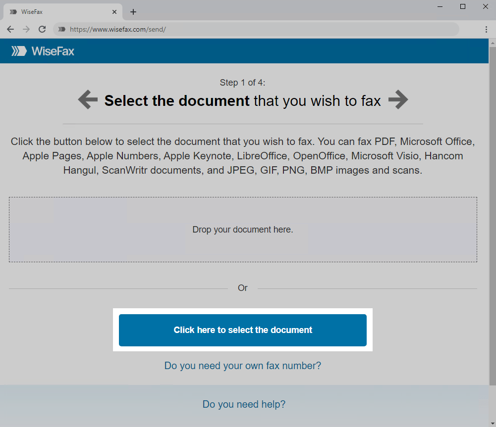 Prepare JPG for faxing with WiseFax - Select the document