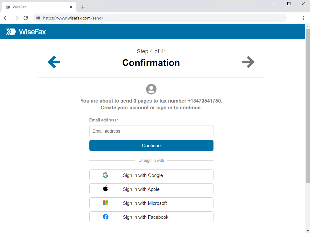 Prepare GIF for faxing with WiseFax - Confirmation