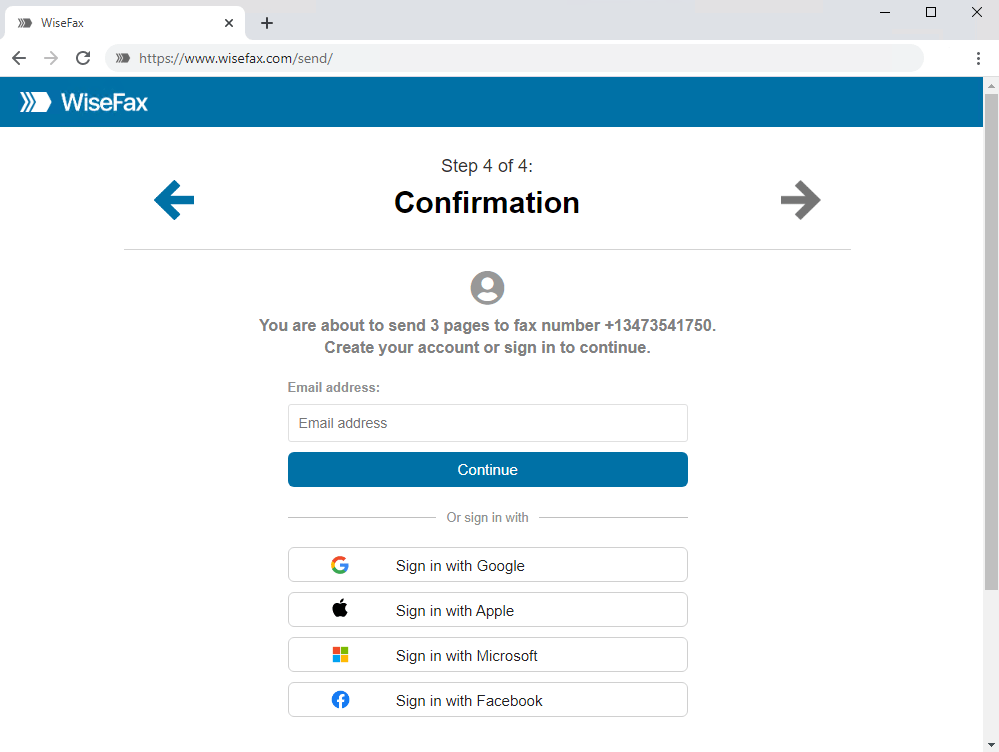 Prepare JPG for faxing with WiseFax - Confirmation