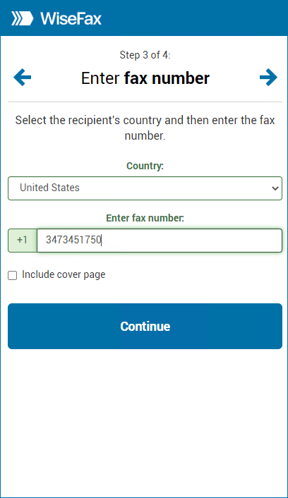 Enter recipient's fax number to fax by phone