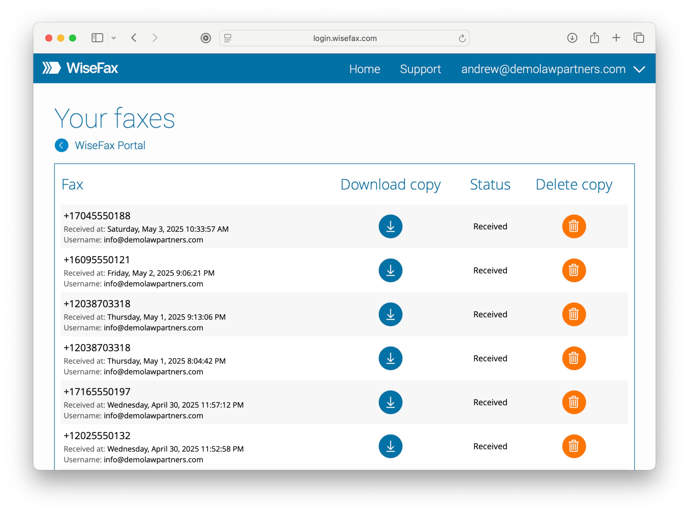 WiseFax - secure online fax service for law firms
